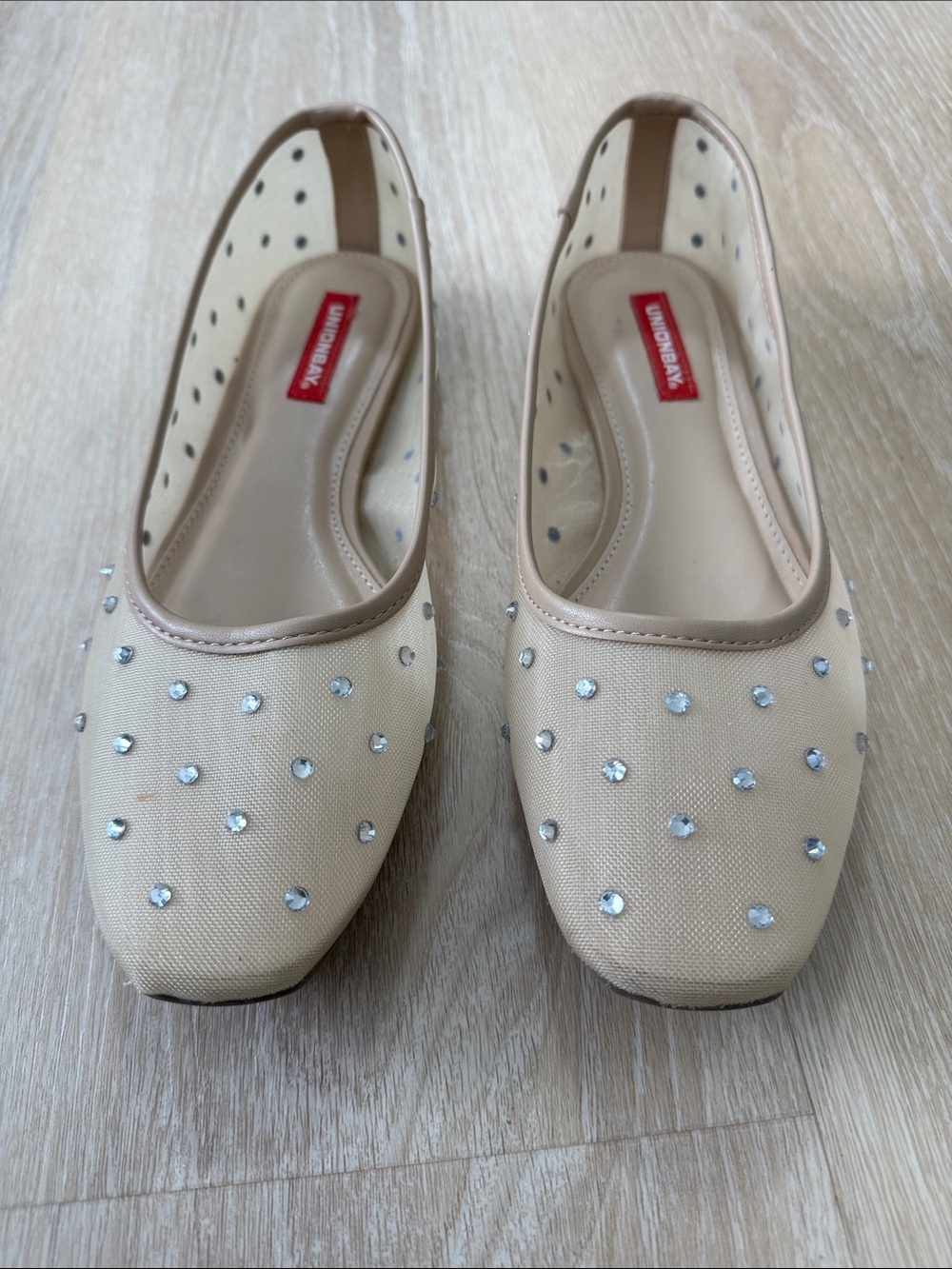 UNIONBAY Beige Rhinestone Embellished Flats